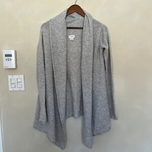 Club Monaco 100% Cashmere Open Front Draped Shawl Cardigan Heather Grey XS S